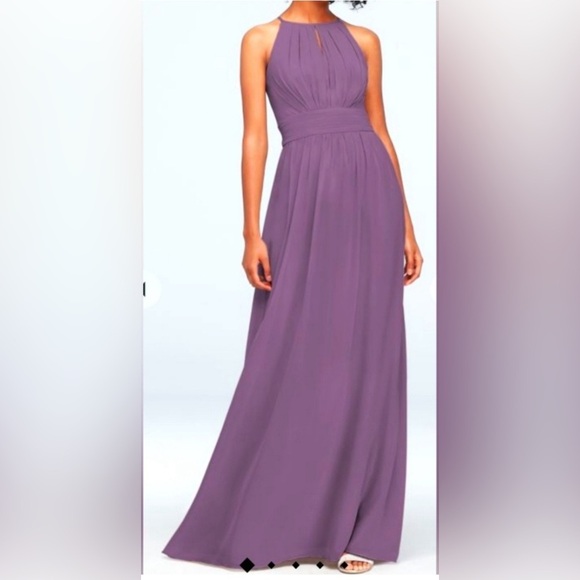 31. CELEBRATE DB STUDIO chiffon high-neck pleated bridesmaid dress NWT - Picture 1 of 5